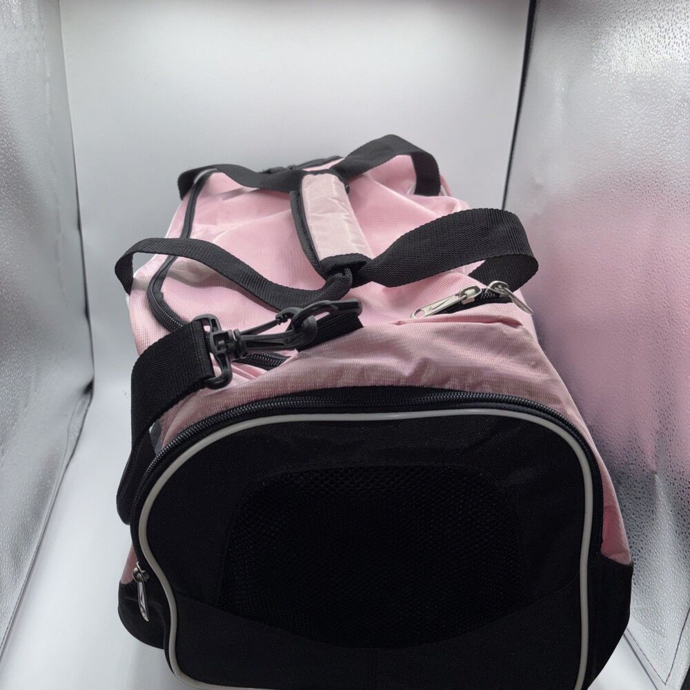 Nike Woman Pink Duffle Bag Black Strap Active Gym Travel 22" L x`12"W x12" H - Picture 3 of 16